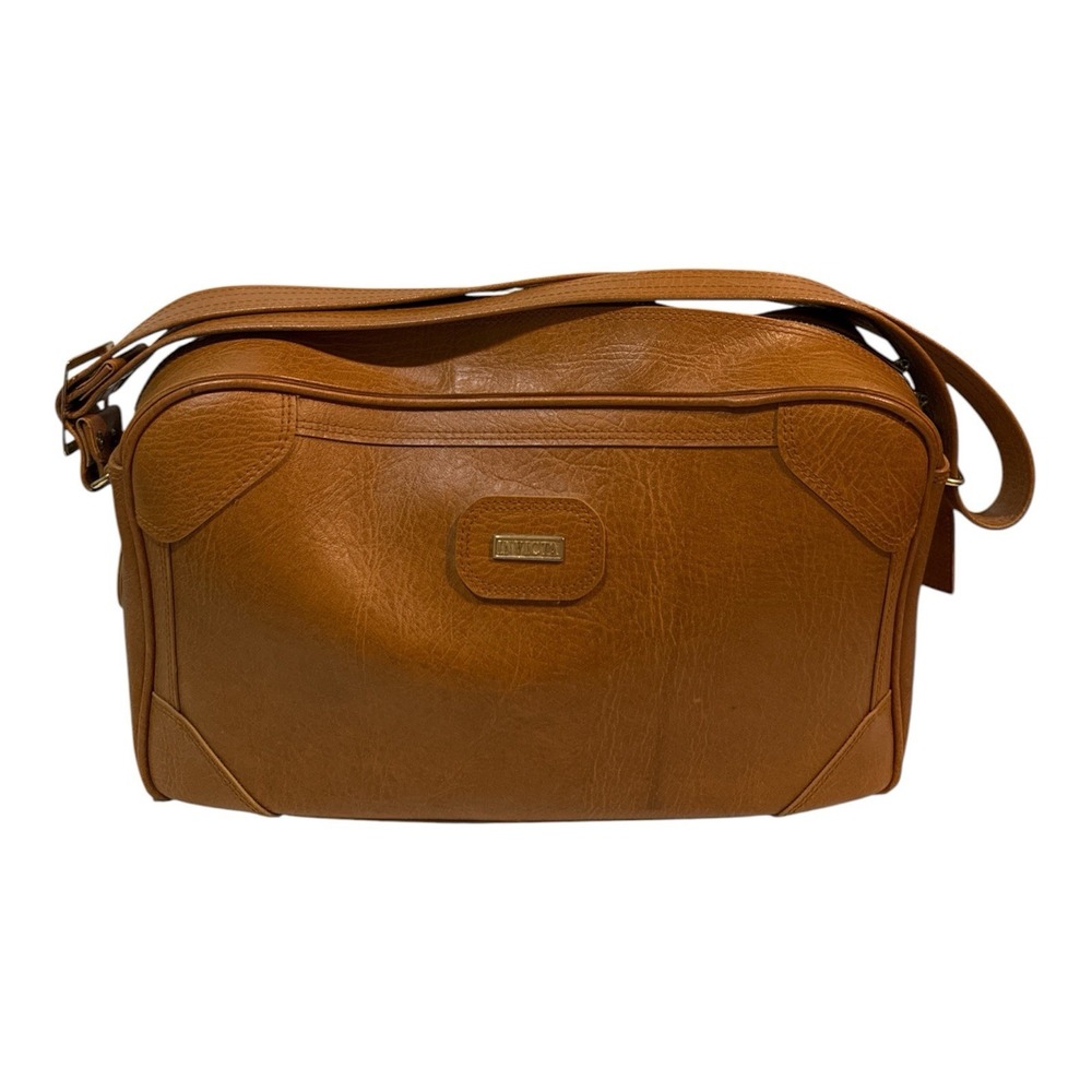 vintage Invicta Brown leather shoulder bag travel carry On messenger ‎ overnight